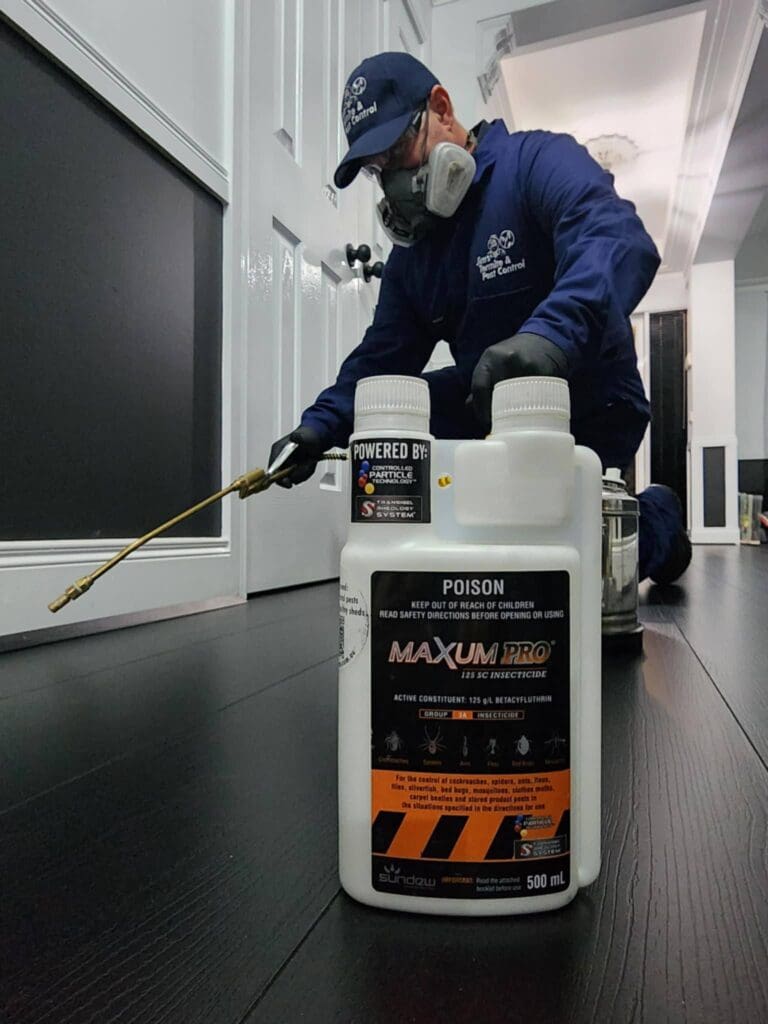John Govic from Jim’s Pest Control Melton, VIC, treating a property with MaxumPro John Govic from Jim’s Pest Control Melton, VIC, treating a property with MaxumPro