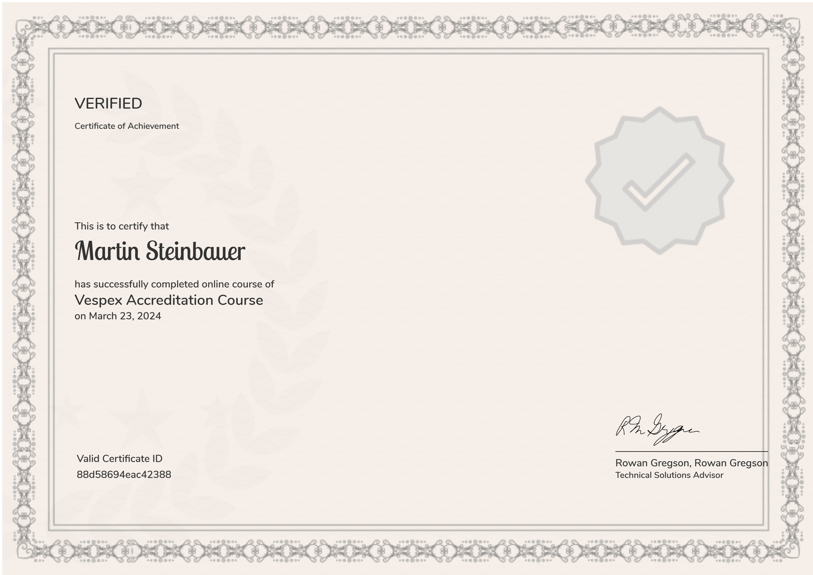 Vespex Accreditation Course